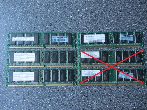 4x 256MB 400MHZ PC3200 CL3 NON-ECC DDR SDRAM, Computers en Software, RAM geheugen, Zo goed als nieuw, Desktop, 1 GB of minder
