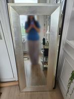 Grote Houten Spiegel Met Metallic Verf / Large Wooden Mirror, 100 tot 150 cm, Gebruikt, Rechthoekig, 50 tot 75 cm