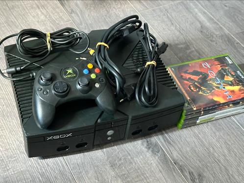 Classic XBOX + Spellen, Spelcomputers en Games, Spelcomputers | Xbox Original, Zo goed als nieuw, Met 1 controller, Met games