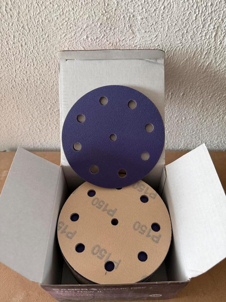 Schuurpapier klittenband 125mm 9 stofgaten nieuw 50 stuks, Auto diversen, Onderhoudsmiddelen, Ophalen of Verzenden