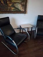 2x Label Speedter Gerard van den berg  stoelen zwart leer, Huis en Inrichting, Ophalen, Gebruikt, 50 tot 75 cm, Leer