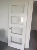 Wooden Door - RAL 9010 color with glass - 233 * 92.5 * 4 cms, Doe-het-zelf en Verbouw, Deuren en Horren, Ophalen, 80 tot 100 cm