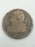 2 Sol Lodewijk 14e zijn laatste jaar Parijs 1791 (punt op A), Frankrijk, Ophalen of Verzenden, Losse munt