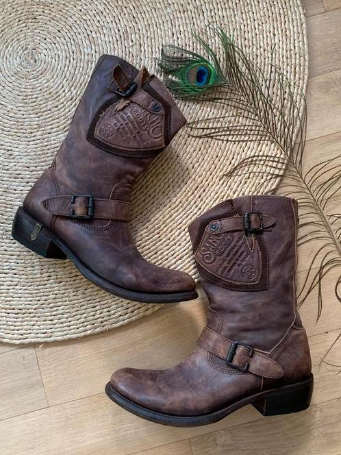 Sancho bikerboots 42 western boots bohemian laarzen, Kleding | Heren, Schoenen, Zo goed als nieuw, Boots, Bruin, Ophalen of Verzenden