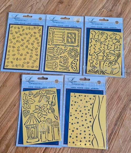 Embossing stencil set 5st, Hobby en Vrije tijd, Kaarten | Zelf maken, Zo goed als nieuw, Pons of Mal, Overige thema's, Ophalen of Verzenden