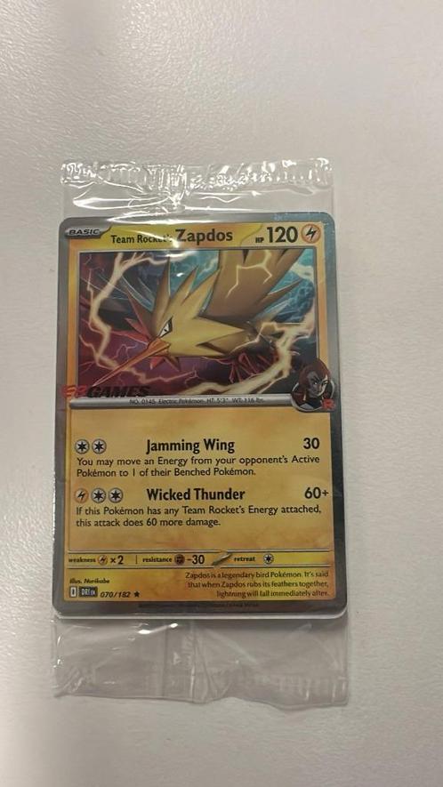 Team Rocket's Zapdos (xDRI 070) Promo EB Games Pokemon!, Hobby en Vrije tijd, Verzamelkaartspellen | Pokémon, Nieuw, Losse kaart