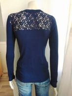 Vintage dun gebreide trui viscose broderie Kookai XS, Ophalen of Verzenden, Zo goed als nieuw, Maat 34 (XS) of kleiner, Blauw