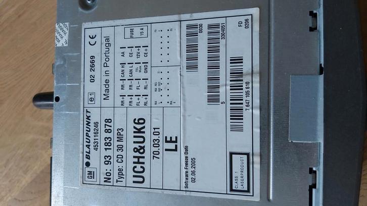 blaupunkt CD30-MP3, Auto-onderdelen, Overige Auto-onderdelen, Opel, Gebruikt, Ophalen of Verzenden