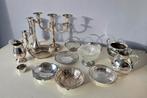 Verzameling verzilverd, kandelaar, vaas, mandjes etc., Antiek en Kunst, Antiek | Goud en Zilver, Ophalen