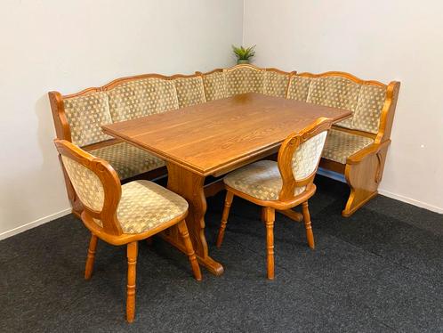Echte duitse eethoek oostenrijkse zithoek eiken uittrektafel, Huis en Inrichting, Barren, Gebruikt, Inclusief barstoelen, Ophalen of Verzenden