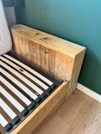 Steigerhouten bed 90x 200 matrasmaat, Ophalen, Gebruikt, 70 tot 85 cm, Matras