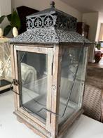 Windlicht hout met metalen bovenkant, Ophalen, Gebruikt, Hout