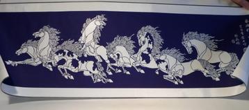Chinees Schilderij Op Zijde Chinese Tekens Paarden beschikbaar voor biedingen