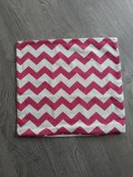 Roze-witte kussenhoes 46x43 cm met rits, Ophalen, Nieuw, Roze