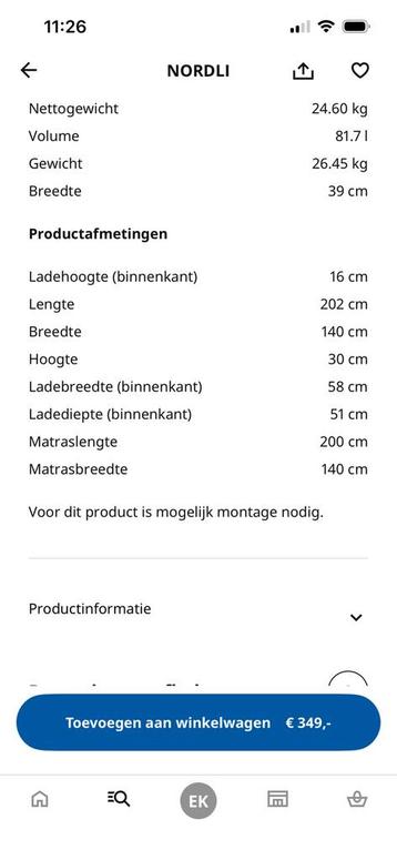 Nordli ledikant / bedframe wit, 140 / 200 cm - afbeelding 5