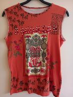 Leuk bont geprint kleurrijk stretch shirt, maat 44, ronde, Verzenden, Maat 42/44 (L), Oranje, Zo goed als nieuw
