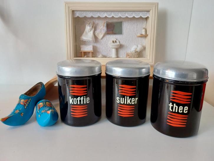 Zwarte Bussenset Amsterdamse School, Antiek en Kunst, Antiek | Emaille, Ophalen of Verzenden