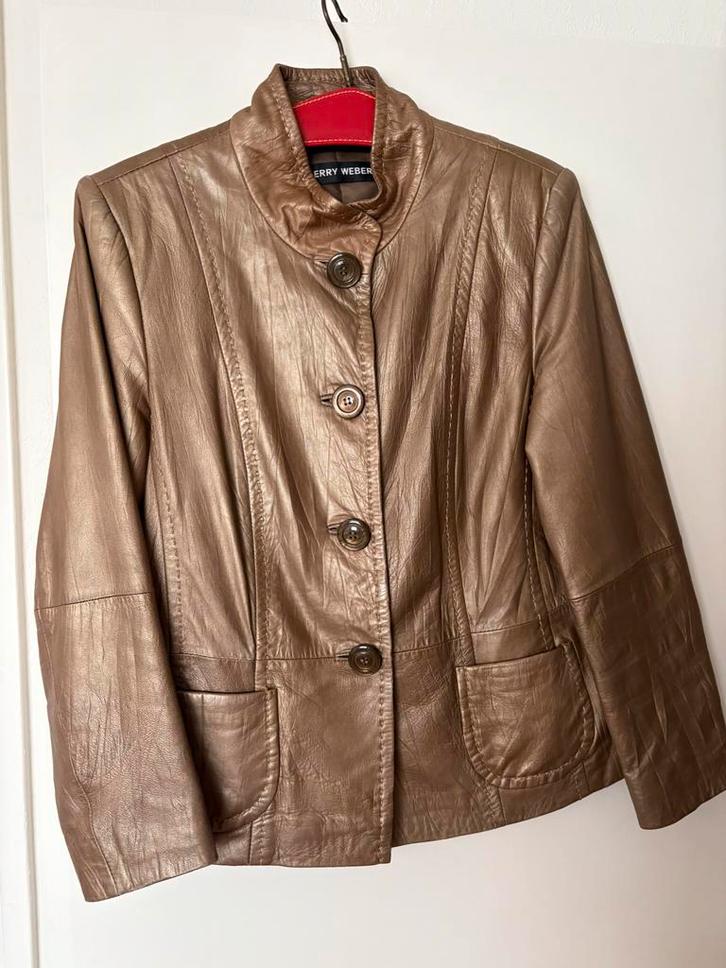 Leren Blazerjasje., Kleding | Dames, Jasjes, Kostuums en Pakken, Zo goed als nieuw, Maat 38/40 (M), Overige kleuren, Ophalen