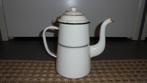 creme emaille koffiekan met bies H23cm, Antiek en Kunst, Antiek | Emaille, Ophalen of Verzenden