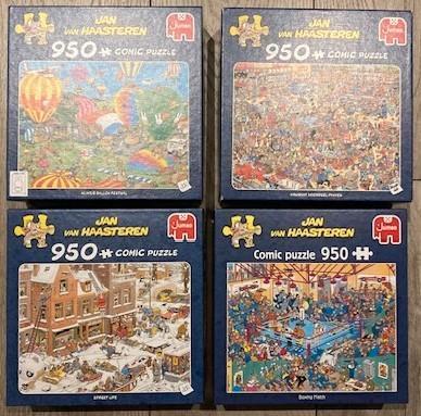 Set van 4 x Jan van Haasteren Puzzels 950 stukjes, Hobby en Vrije tijd, Denksport en Puzzels, Zo goed als nieuw, Legpuzzel, 500 t/m 1500 stukjes