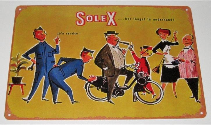 SOLEX : Metalen Bord Solex - Het laagst in onderhoud, Verzamelen, Merken en Reclamevoorwerpen, Nieuw, Reclamebord, Verzenden