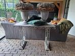 Sierlijke Brocante Tafel - IJzer, Grijs/Roest, Ophalen, Gebruikt, 100 tot 150 cm, Metaal