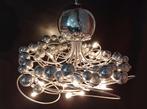 Bijzondere hanglamp met zilveren bollen en halogeenlampjes, Ophalen of Verzenden, Gebruikt, Metaal, Minder dan 50 cm
