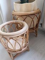 Set van 2 rotan plantenbak/plantenstandaard, Tuin en Terras, Ophalen, Zo goed als nieuw, Rond, Minder dan 30 cm