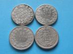 Nederland 4 x 25 ct zilver Wilhelmina 1897, 1903, 1906, 1914, Postzegels en Munten, Munten | Nederland, Zilver, 25 cent, Koningin Wilhelmina