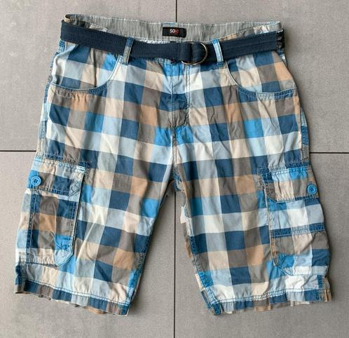 SHORT Geruit Bermuda mt XL met riem SOHO  korte broek, Kleding | Heren, Broeken en Pantalons, Gedragen, Maat 52/54 (L), Blauw