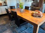 Zwarte leren eetkamer stoelen, Ophalen, Zwart, Leer, Zo goed als nieuw