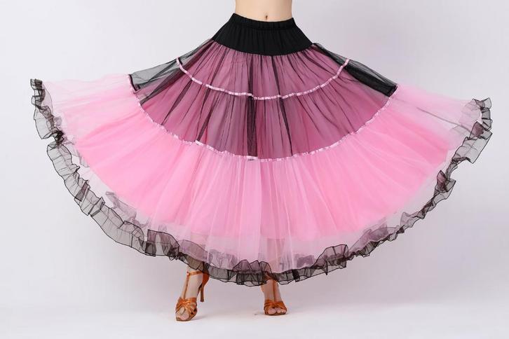 Roze zwarte flamenco rok dans kleding ballroom waltz dames, Sport en Fitness, Dansen, Nieuw, Kleding, Verzenden