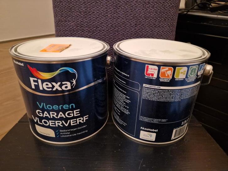 Garage vloerverf, 2 blikken, Flexa, kiezelgrijs, Doe-het-zelf en Verbouw, Verf, Beits en Lak, Nieuw, Grijs, Ophalen
