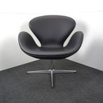 Fritz Hansen Swan Chair | Zwart Leer | Nieuw gestoffeerd, Gebruikt, -, -, 75 tot 100 cm