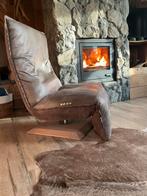 2 Luxe leren relaxstoelen met draaiplateau, Huis en Inrichting, Ophalen of Verzenden, Zo goed als nieuw, Leer