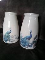 Set vazen pauw, Wit, Ophalen of Verzenden, Minder dan 50 cm, Glas