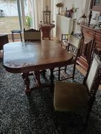 antieke eettafel set donker houten eiken met stoelen, Huis en Inrichting, Ophalen of Verzenden, Zo goed als nieuw, 4 tot 6 stoelen