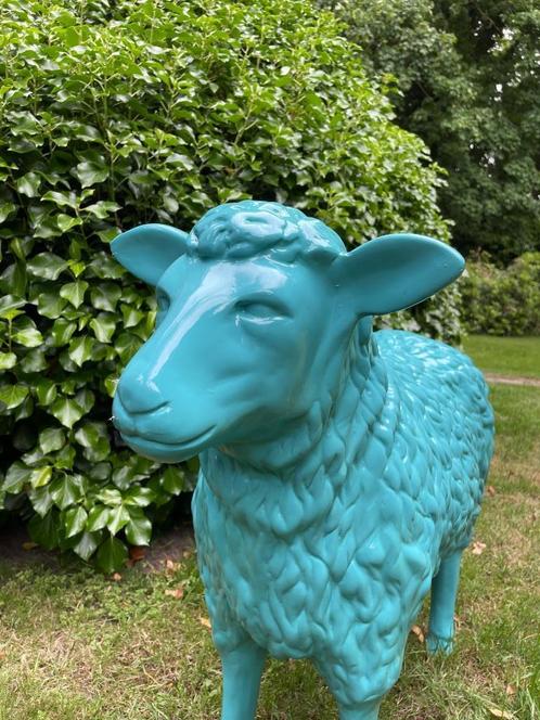 (Tuin)Beeld texel schaap, turquoise, tuin, boerderij, 65cm, Tuin en Terras, Tuinbeelden, Nieuw, Dierenbeeld, Kunststof, Ophalen