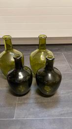 4 glazen kruik vazen groen, Ophalen, Minder dan 50 cm, Groen, Glas