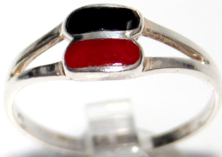 Schitterende Sterling Zilver Onyx Carneool Moi & Toi Ring, Sieraden, Tassen en Uiterlijk, Antieke sieraden, Ring, Zilver, Met edelsteen