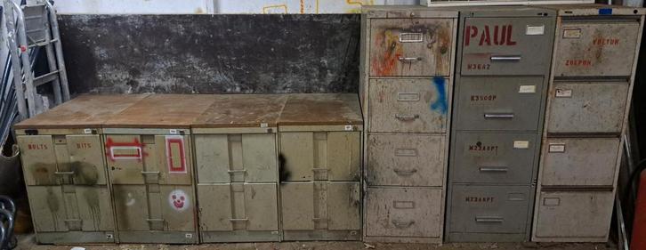 Stalen ladekasten, oa Gispen, Huis en Inrichting, Kasten | Roldeurkasten en Archiefkasten, Gebruikt, 100 tot 150 cm, Minder dan 50 cm