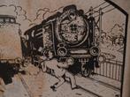 antiek emaille bord,trein,1910,zeer zeldzaam emaille bord, Antiek en Kunst, Ophalen of Verzenden
