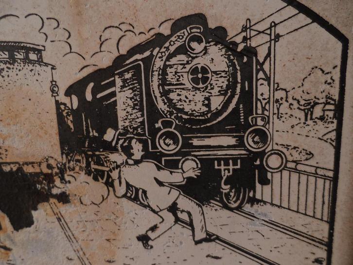 antiek emaille bord,trein,1910,zeer zeldzaam emaille bord, Antiek en Kunst, Antiek | Overige Antiek, Ophalen of Verzenden