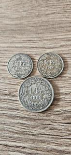Zilveren Zwitserse franken 2x halve 1908/1920 en 1frank 1909, Setje, Zilver, Overige landen, Overige waardes