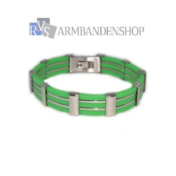 Blauwe gele witte of groene armband met rvs accenten beschikbaar voor biedingen