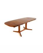 Vintage XXL verlengbare Deense eettafel, Dyrlund ‘70, Vintage retro buisframe design rotan webbing papercord deens, 200 cm of meer