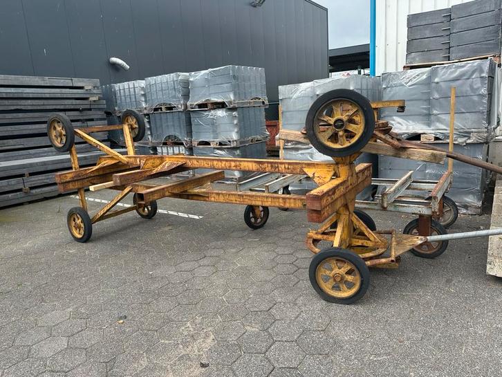 Langhout karren,  trekkar, houtkar, industriele kar,, Doe-het-zelf en Verbouw, Overige Doe-het-zelf en Verbouw, Gebruikt, Ophalen of Verzenden