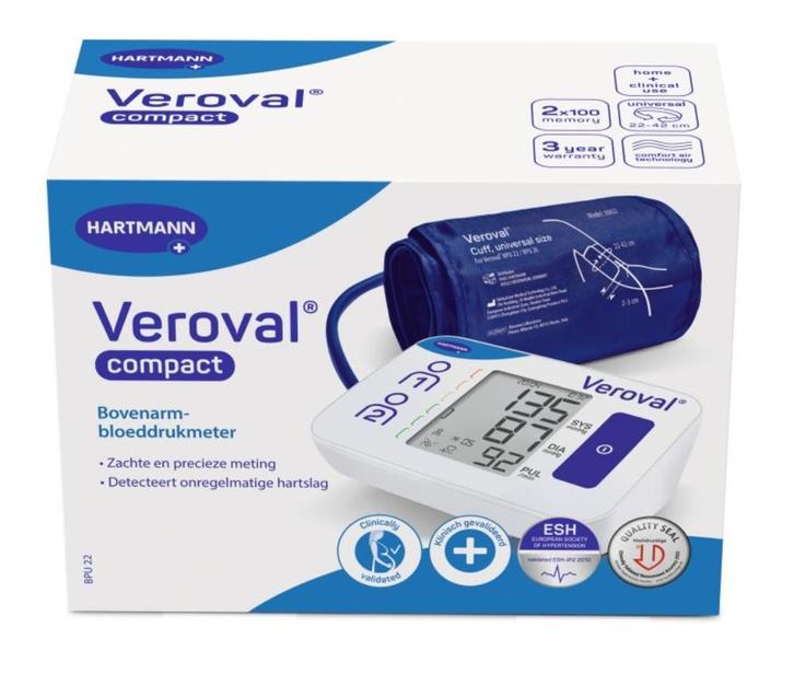 Hartmann Veroval compact BPU 22 bovenarmbloeddrukmeter, Diversen, Verpleegmiddelen, Zo goed als nieuw, Ophalen of Verzenden