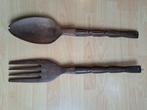 Vintage houten lepel en vork, Ophalen of Verzenden