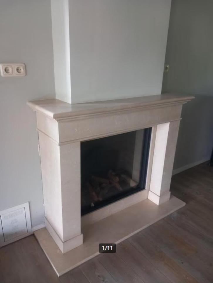 Marmeren schouw met bellfire gashaard. Moet weg. Koopje., Huis en Inrichting, Haarden, Zo goed als nieuw, Gashaard, Ophalen